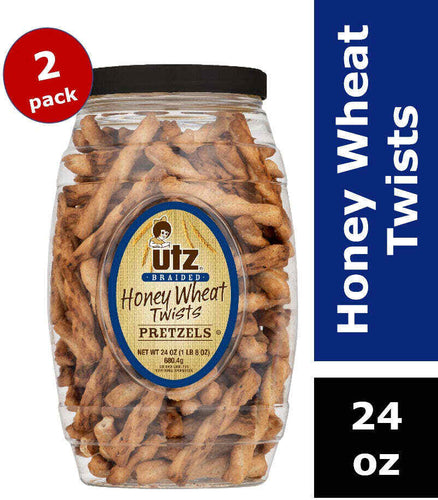 Utz Honey Wheat Braided Twists Pretzels 24 oz. Barrel