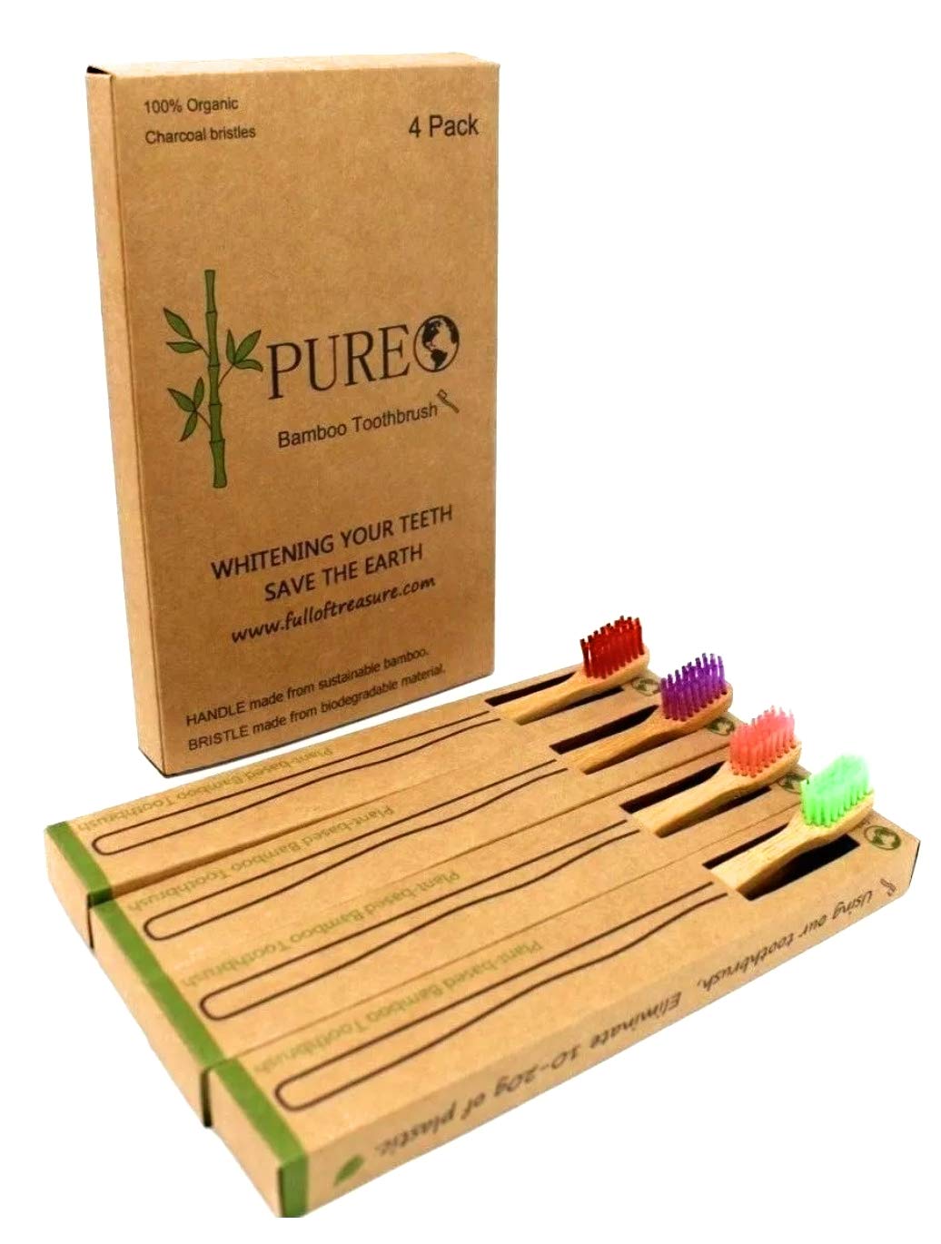 Bamboo Toothbrushes By Pure Bamboo, Family Pack